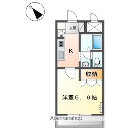 和歌山県和歌山市冬野[1K/24.84m2]の間取図