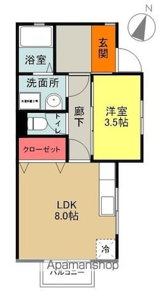 コーポＯＫＡＭＯＴＯ[1LDK/31.92m2]の間取図