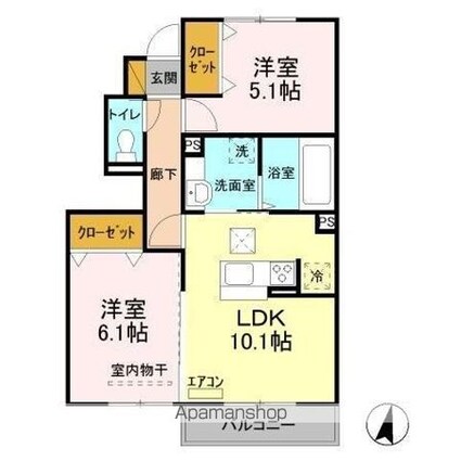 ＣＲＥＡＩＩ[2LDK/51.46m2]の間取図