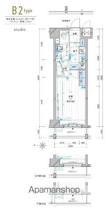 メインステージ錦糸町Ⅵエグザ[1K/25.52m2]の間取図