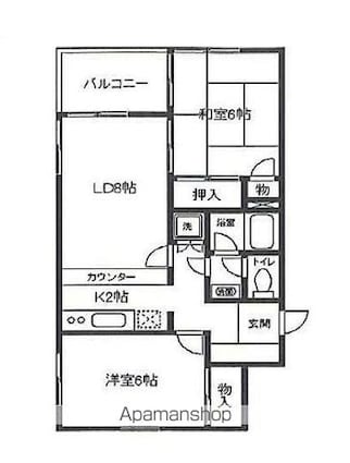ピエタテール富士見[2LDK/51.84m2]の間取図
