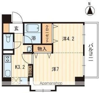 アヴニール若宮[2K/35.25m2]の間取図