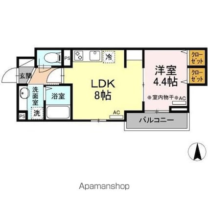アヴァンス東日暮里[1LDK/31.73m2]の間取図