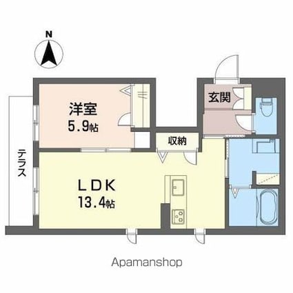 和歌山県和歌山市西紺屋町１丁目[1LDK/47.73m2]の間取図