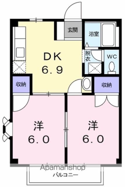 ウエスト　ハイツ[2DK/40.04m2]の間取図