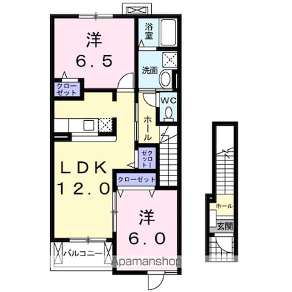 長野県松本市大字里山辺[2LDK/58.86m2]の間取図