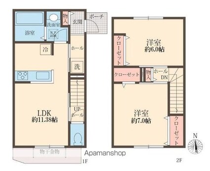 ＭＡＰＬＥテラス[2LDK/61.48m2]の間取図