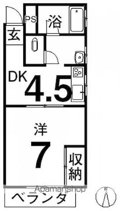 スズケンビル[1DK/27.41m2]の間取図