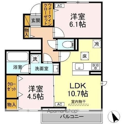 カミーノ　コモド　Ｃａｍｉｎｏ　Ｃｏｍｏｄｏ[2LDK/52.84m2]の間取図