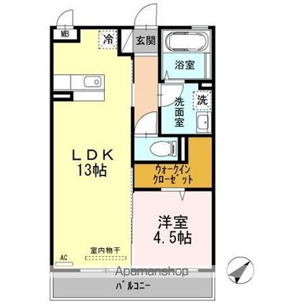 シャンテ御門[1LDK/45.04m2]の間取図
