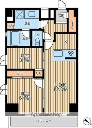 ＣｉｔｙＬｕｘＹｏｋｏｈａｍａ[2LDK/54.79m2]の間取図