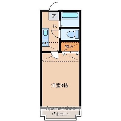 宮城県仙台市若林区遠見塚２丁目[1K/23.88m2]の間取図