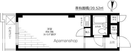 セザールプラザ府中[1R/20.52m2]の間取図