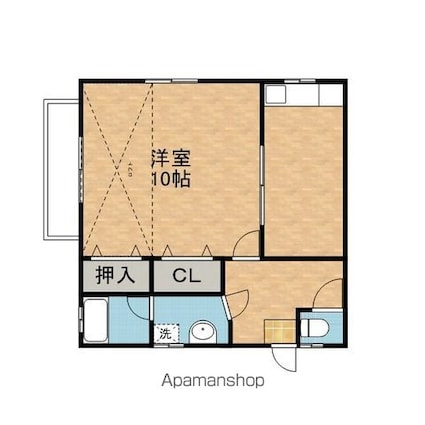 グリーンコーポカシマ[1DK/26.88m2]の間取図