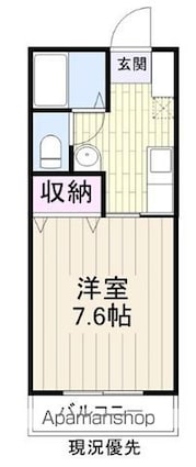 アトリア　Ｄ[1K/26.3m2]の間取図