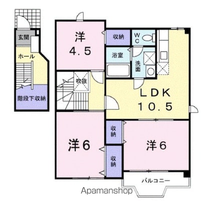 クレストール来山Ａ[3LDK/65.57m2]の間取図
