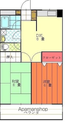 松山西ハイツ[2DK/45.9m2]の間取図