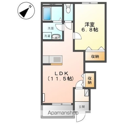 メイプル[1LDK/44.95m2]の間取図