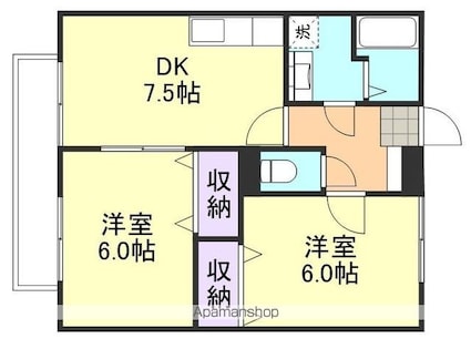 岡山県倉敷市宮前[2DK/47.54m2]の間取図