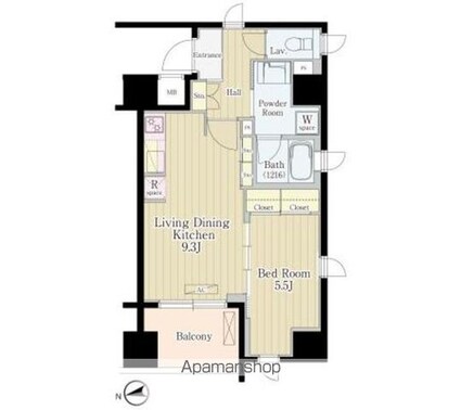 松葉[1LDK/39.69m2]の間取図