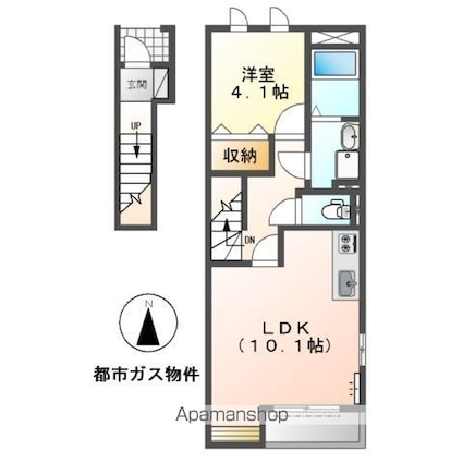 セイト城崎Ｂ[1LDK/39.07m2]の間取図