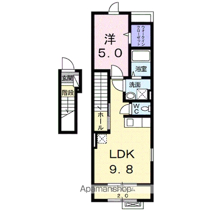 ガーデンハウス朝日山　Ｅ[1LDK/42.04m2]の間取図