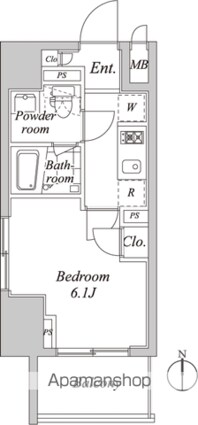 プラウドフラット神楽坂Ⅱ[1K/20.72m2]の間取図