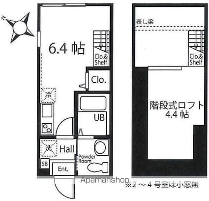ハーミットクラブハウス追浜ⅡＡ棟[1R/17.74m2]の間取図