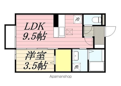 ヒルズ平泉Ａ[1LDK/33.39m2]の間取図