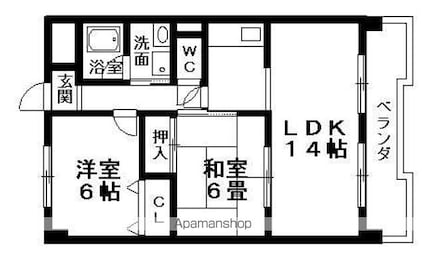 クレベール[2LDK/56.7m2]の間取図