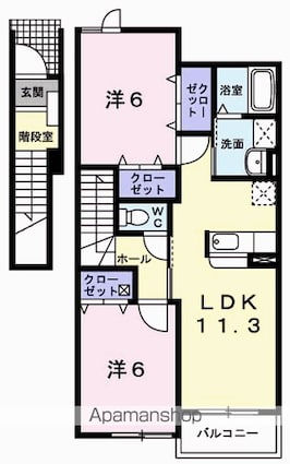 サニースクエア　Ａ[2LDK/58.48m2]の間取図