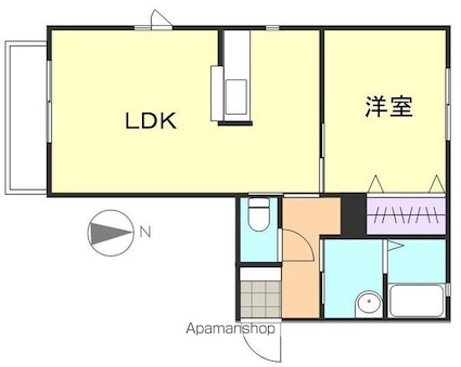 ハピネス中畝Ａ[1LDK/42.3m2]の間取図