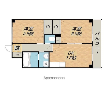 フォレストコート[2DK/48.6m2]の間取図