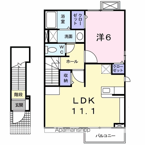 グラスィアス・アーチ 206 ｜ 福島県いわき市平塩字西川原3-1（賃貸アパート1LDK・2階・46.09㎡） その2