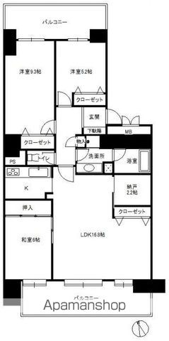 福岡市東区箱崎のマンションの間取り