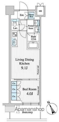 プレノ清澄庭園[1LDK/33.64m2]の間取図