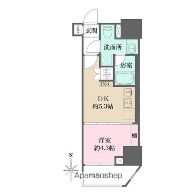 ルフォンプログレ元浅草マークス[1DK/25.41m2]の間取図