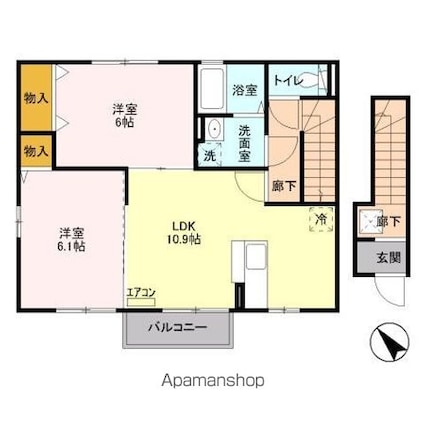 コトー・ルシエル　Ａ[2LDK/57.86m2]の間取図
