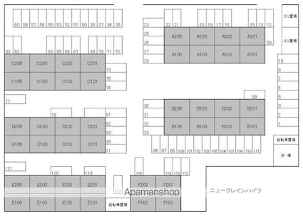 ニュークレインハイツＡ・Ｂ棟[3DK/44.71m2]の配置図