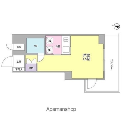サンヒルズ用賀[1R/24.18m2]の間取図