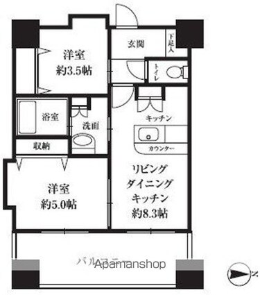 東京都新宿区西新宿８丁目[1SLDK/41.35m2]の間取図
