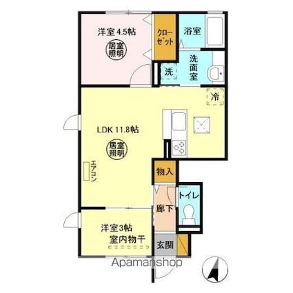 ベレタニア　Ａ[2LDK/45.69m2]の間取図