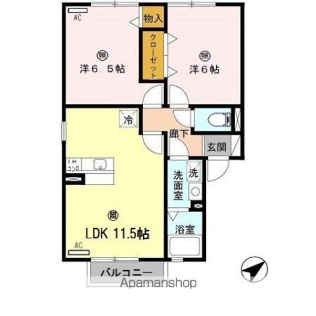 シャルム西ノ庄　Ⅴ[2LDK/53.76m2]の間取図