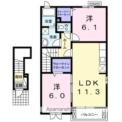 カーサＫｅｉⅢ[2LDK/57.57m2]の間取図