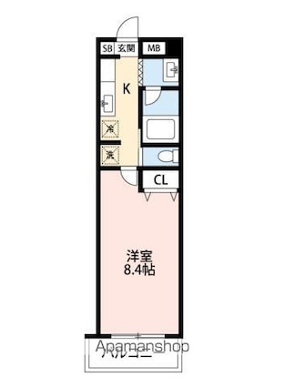 東京都世田谷区東玉川２丁目[1K/26.85m2]の間取図