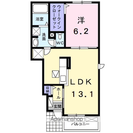 ル　シエルランド　Ⅰ[1LDK/45.27m2]の間取図