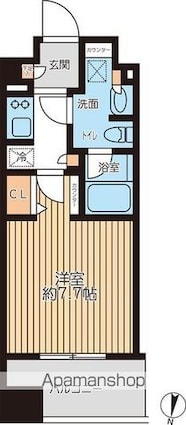 プライマルフロント錦糸町[1K/25.38m2]の間取図