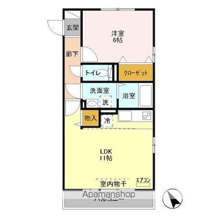 オークヒルズ　Ⅱ[1LDK/41.67m2]の間取図
