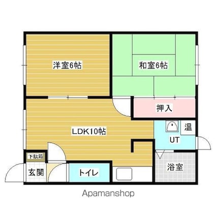 パレーシャル岩見沢[2LDK/46m2]の間取図