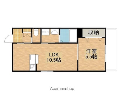 ブライトグランデ大津南志賀[1LDK/36.9m2]の間取図